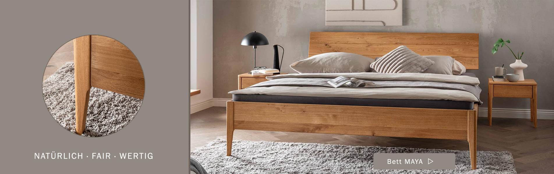 Massivholzbett Maya Wildeiche natur geölt